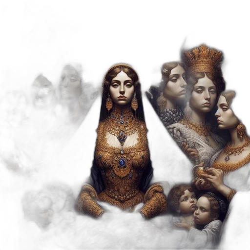 crown, fantasy art, concept art, 3d render, photorealistic, regal, woman, portrayed transparent PNG cut-out