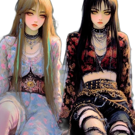 jewelry, fantasy art, concept art, cyberpunk, anime, dark, pastel, colorful transparent PNG cut-out