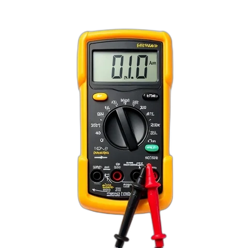 staff, yellow, black, multimeter, digital, display, shown, test transparent PNG cut-out