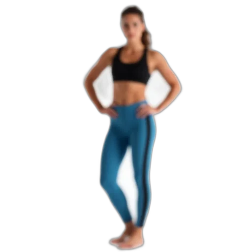 3d render, blue, woman, standing, her, hands, hips, wearing transparent PNG cut-out