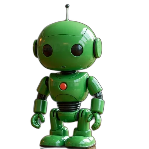 robot, 3d render, concept art, green transparent PNG cut-out