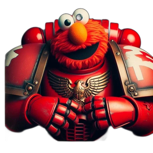 robot, animal, mask, 3d render, concept art, photorealistic, red, elmo transparent PNG cut-out
