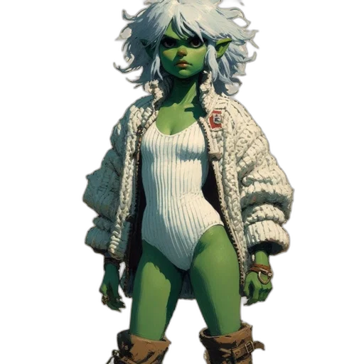 creature, jacket, staff, concept art, fantasy art, 3d render, pixel art, green transparent PNG cut-out