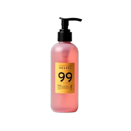 bottle, pink, liquid, black, pump, dispenser, displayed, against transparent PNG cut-out