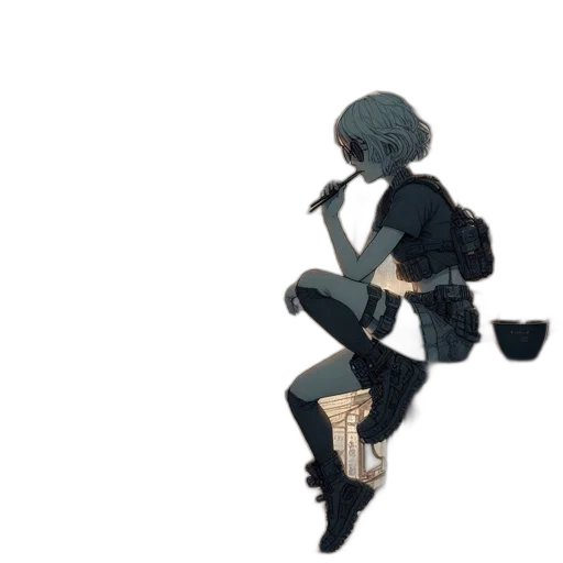 robot, mask, weapon, staff, concept art, pixel art, anime, 3d render transparent PNG cut-out