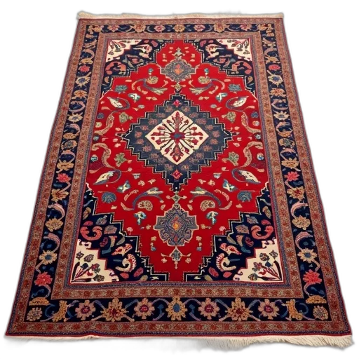 vibrant, multicolored, persian, rug, intricate, patterns, rich, texture transparent PNG cut-out