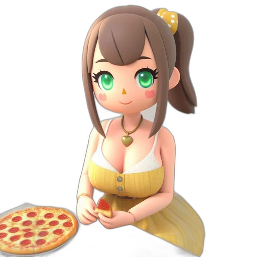 food, dress, 3d render, pixel art, concept art, anime, animated, young transparent PNG cut-out