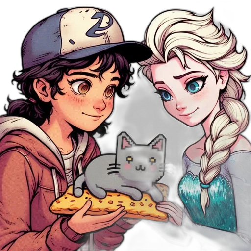 pixel art, anime, comic book art, cartoon, fire, pastel, monochrome, two transparent PNG cut-out