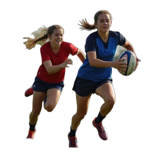 girls, playing, rugby, sports transparent PNG cut-out