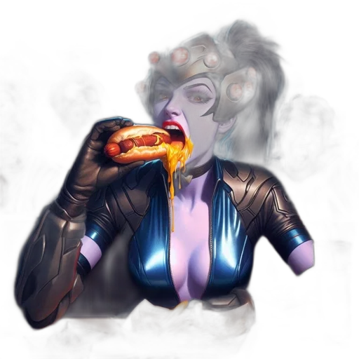 food, jacket, concept art, cyberpunk, comic book art, fantasy art, neon lights, dimly transparent PNG cut-out