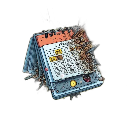 robot, weapon, exploded, calendar, april, filled, colorful, splashes transparent PNG cut-out