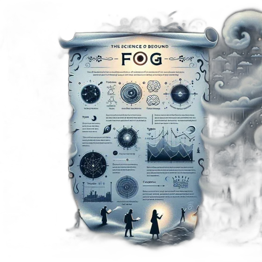 concept art, fantasy art, watercolor, fog, infographic, titled, science, mystery transparent PNG cut-out
