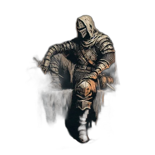 mask, creature, jacket, weapon, concept art, fantasy art, comic book art, watercolor transparent PNG cut-out