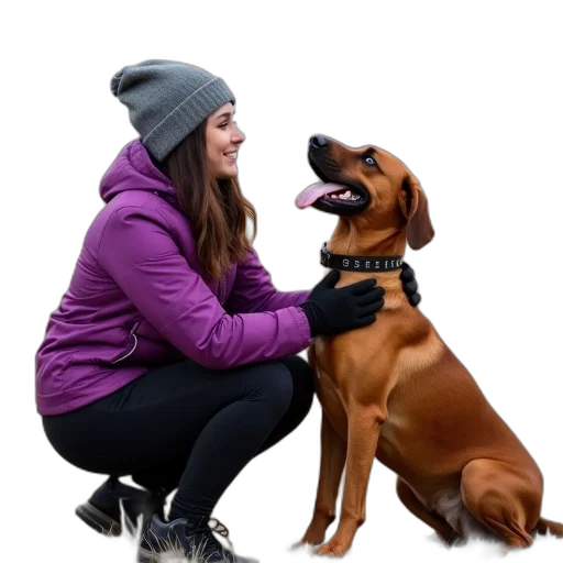 hat, animal, staff, jacket, photorealistic, woman, purple, black transparent PNG cut-out