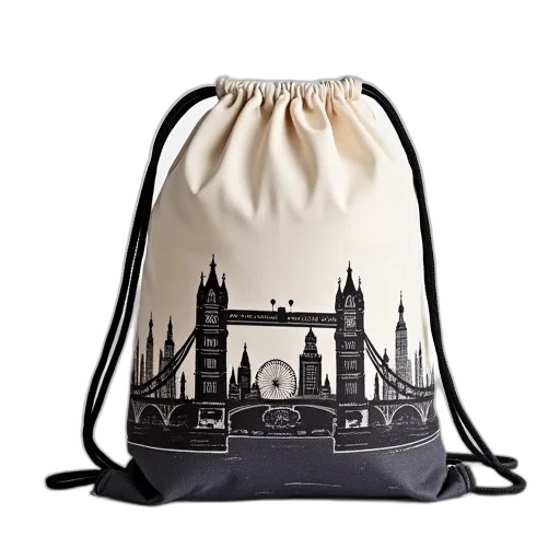 drawstring, bag, made, london transparent PNG cut-out