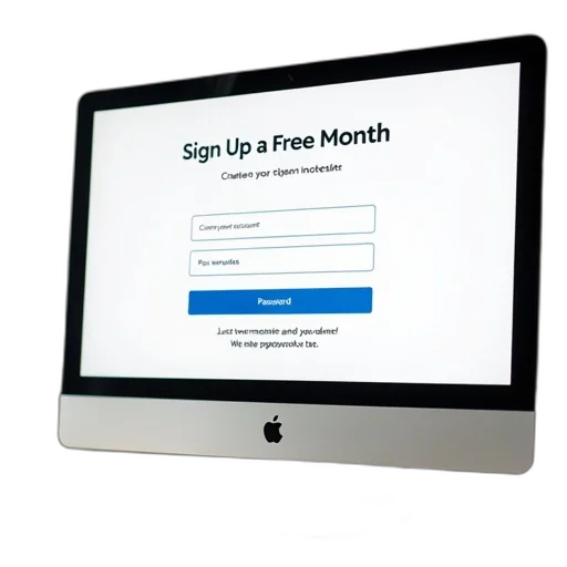 computer, screen, displaying, sign-up, page, free, month, includes transparent PNG cut-out