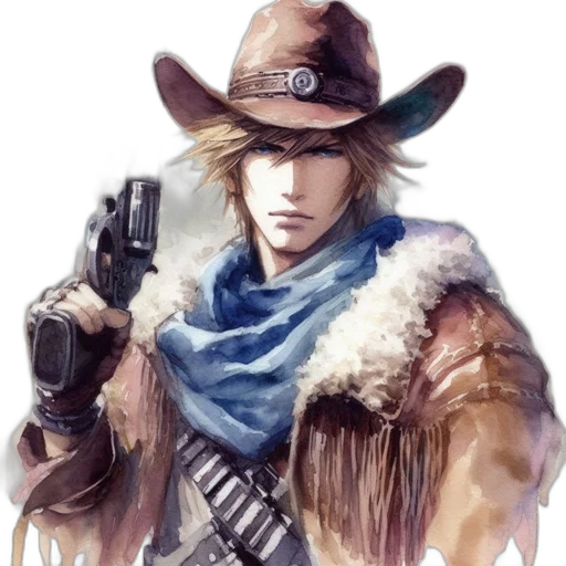 weapon, hat, concept art, fantasy art, photorealistic, watercolor, blue, individual transparent PNG cut-out