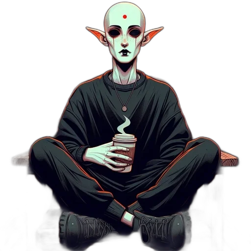 staff, mask, creature, concept art, fantasy art, pixel art, watercolor, green transparent PNG cut-out