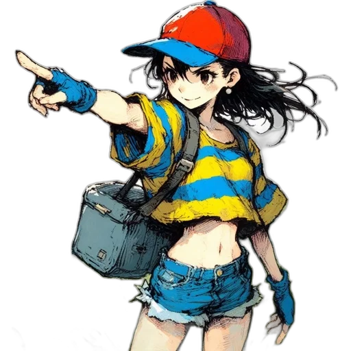 hat, weapon, jacket, dress, concept art, anime, watercolor, pixel art transparent PNG cut-out