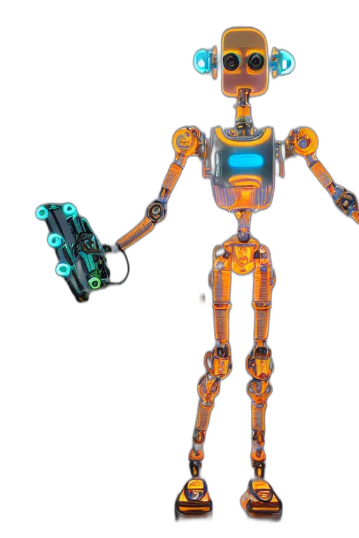 robot, weapon, staff, 3d render transparent PNG cut-out