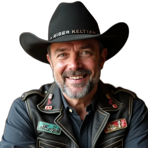 jacket, hat, close-up, image, man, face, cowboy, leather transparent PNG cut-out
