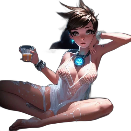 dress, robot, jewelry, bottle, concept art, fantasy art, cyberpunk, pixel art transparent PNG cut-out