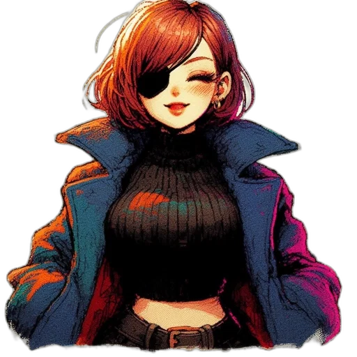 jacket, face, dress, mask, comic book art, pixel art, concept art, watercolor transparent PNG cut-out