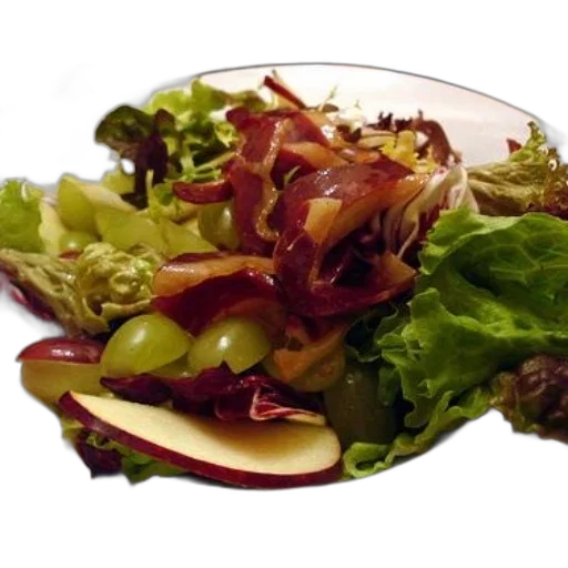 food, crown, photorealistic, 3d render, plate, salad, lettuce, grapes transparent PNG cut-out