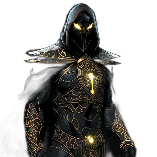 mask, sword, concept art, fantasy art, comic book art, 3d render, dark, golden transparent PNG cut-out
