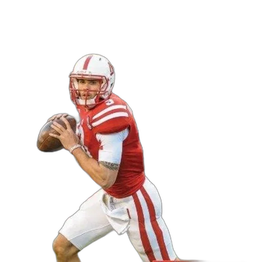 football, player, red, uniform, white, stripes, featured, cover transparent PNG cut-out