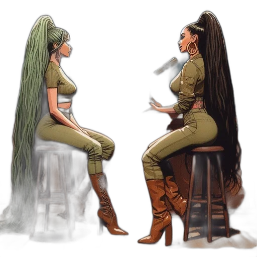 hair, concept art, fantasy art, comic book art, pixel art, outer space, green, earth tones transparent PNG cut-out