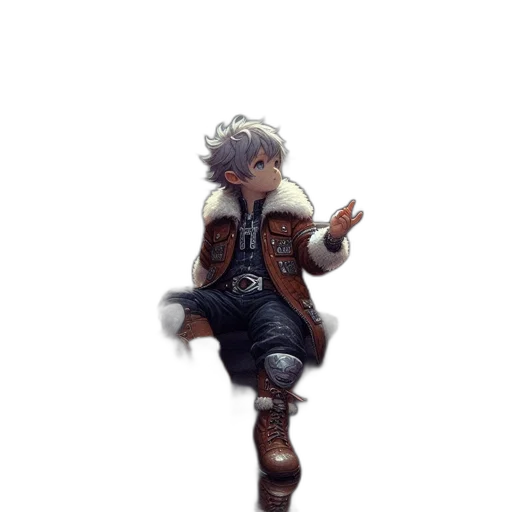 jacket, dragon, staff, creature, fantasy art, concept art, pixel art, watercolor transparent PNG cut-out