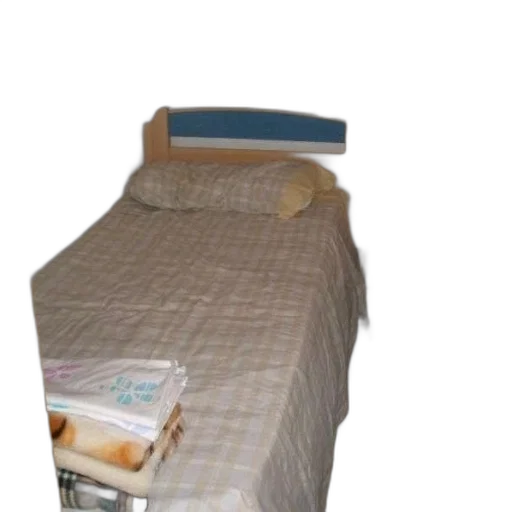 furniture, food, 3d render, photorealistic, small, bedroom, single, bed transparent PNG cut-out