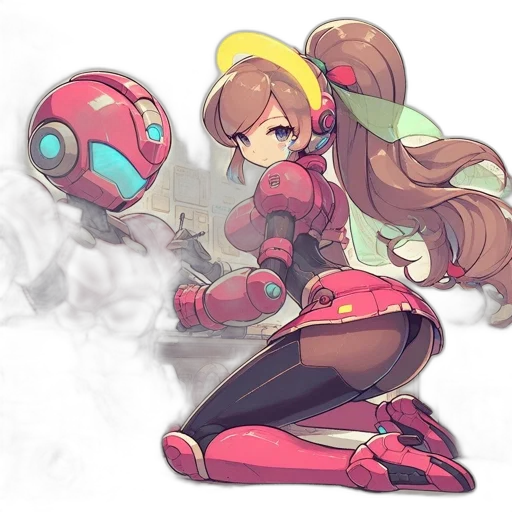 robot, weapon, staff, concept art, anime, pixel art, fantasy art, fire transparent PNG cut-out