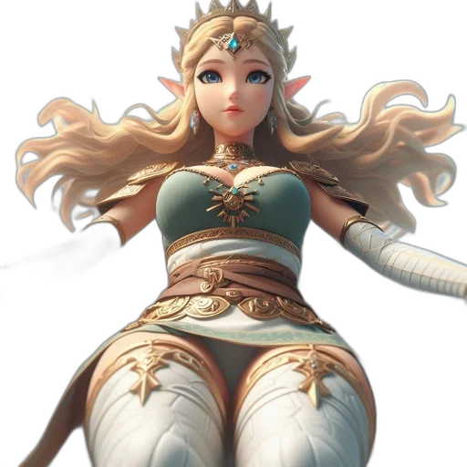 crown, staff, dress, sword, concept art, fantasy art, 3d render, pixel art transparent PNG cut-out