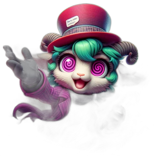 hat, creature, mask, staff, concept art, fantasy art, 3d render, pixel art transparent PNG cut-out