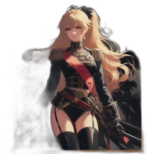 weapon, sword, dress, dragon, concept art, fantasy art, 3d render, anime transparent PNG cut-out