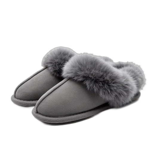 shoes, hat, monochrome, pair, grey, fur, slippers, white transparent PNG cut-out