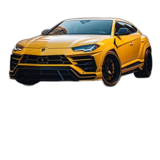 car, 3d render, photorealistic, concept art, golden, yellow, sports, label transparent PNG cut-out