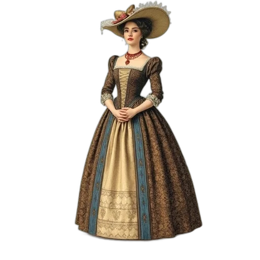 dress, hat, 3d render, photorealistic, concept art, detailed, illustration, woman transparent PNG cut-out