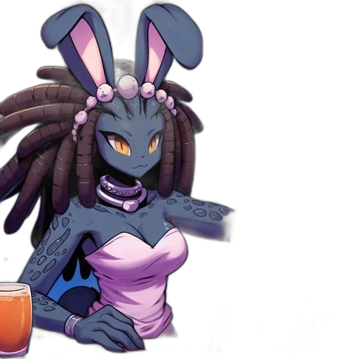 concept art, pixel art, cyberpunk, cartoon, anthropomorphic, rabbit, holds, paintbrush transparent PNG cut-out