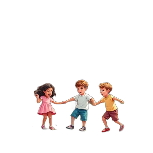 3d render, concept art, cartoon, pixel art, fire, city street, kids, playing transparent PNG cut-out