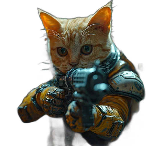 weapon, robot, animal, staff, concept art, fantasy art, cyberpunk, photorealistic transparent PNG cut-out