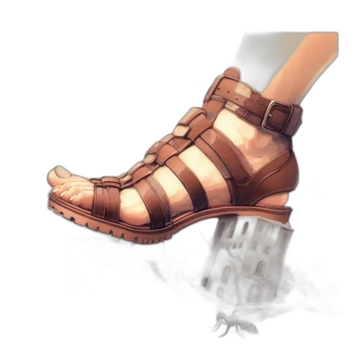 shoes, weapon, robot, concept art, 3d render, photorealistic, watercolor, earth tones transparent PNG cut-out