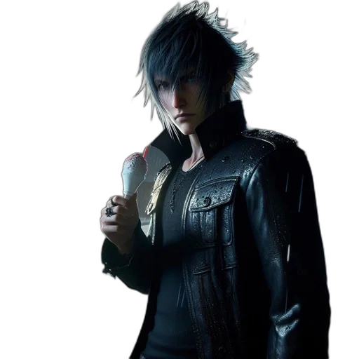 jacket, concept art, cyberpunk, 3d render, photorealistic, dark, during, rainy transparent PNG cut-out