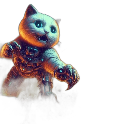 robot, creature, concept art, fantasy art, 3d render, pixel art, outer space, blue transparent PNG cut-out