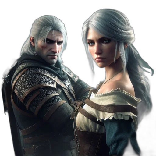 fantasy art, concept art, photorealistic, 3d render, two, characters, one, man transparent PNG cut-out