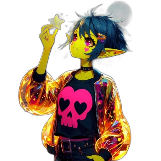 jacket, staff, concept art, pixel art, fantasy art, 3d render, neon lights, neon transparent PNG cut-out