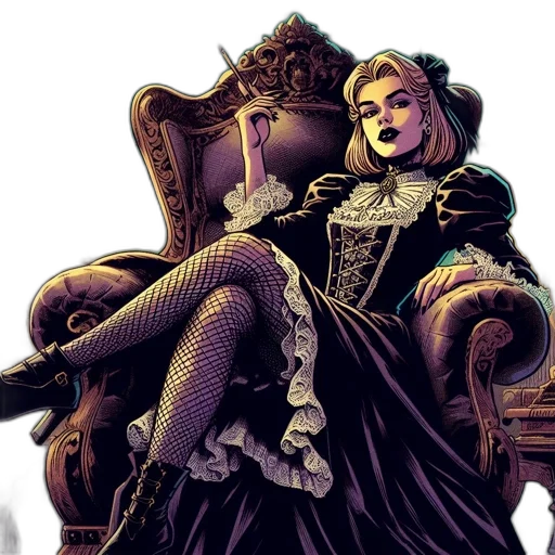 crown, dress, furniture, comic book art, concept art, fantasy art, pixel art, neon lights transparent PNG cut-out