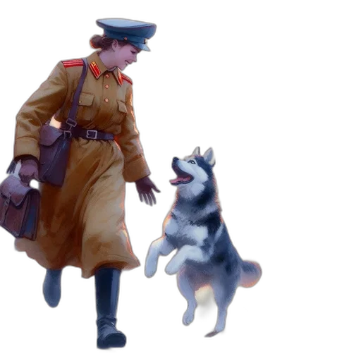staff, jacket, animal, umbrella, concept art, watercolor, oil painting, photorealistic transparent PNG cut-out